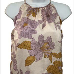 Monteau Ladies XS Halter Style Multicolor Sleeveless Floral 100% polyester Top